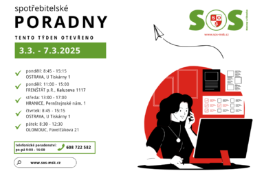 Otevírací doba poraden SOS MaS 3. – 7.3.2025